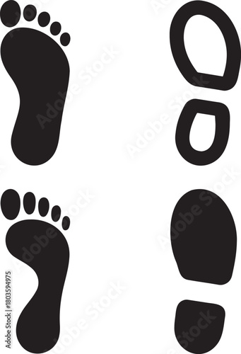 Abstract Footprint Silhouettes – Vector Set of Stylized Human Steps 