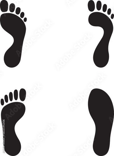 Abstract Footprint Silhouettes – Vector Set of Stylized Human Steps 