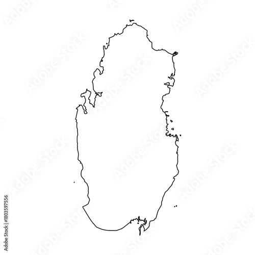 Qatar outline map. Qatar map vector. Qatar map on white background
