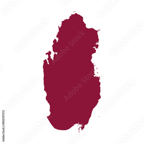 Qatar maroon map. Qatar map vector. Qatar map on white background