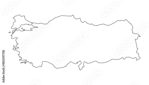 Turkey outline map. Turkey map vector. Turkey map on white background