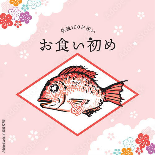 お食い初め　イメージイラスト