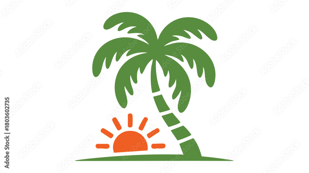 Fototapeta premium Tropical palm tree and sun logo