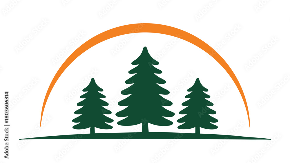 Obraz premium Pine trees forest landscape icon