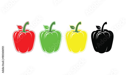 Four peppers of different colors vector illustration isolated