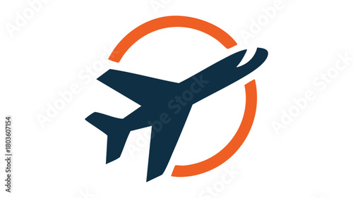 Airplane icon with orange circle