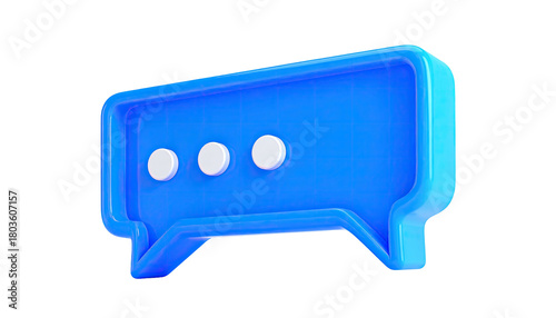 Blue speech bubble with three dots on a black background
