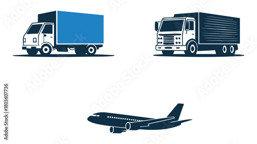 Freight delivery and flight icons