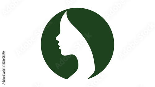Woman profile in a green circle