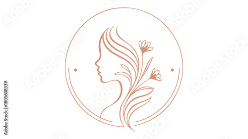 Elegant female profile floral icon