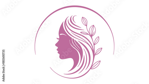 Elegant woman profile nature logo