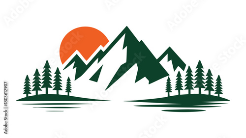 Mountain pine forest sunrise logo