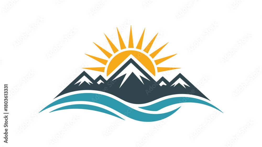 Obraz premium Sunrise over mountains and waves