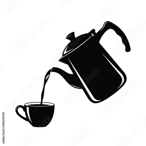Pouring coffee from a french press into a cup