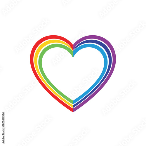 Rainbow heart symbol, love, isolated on