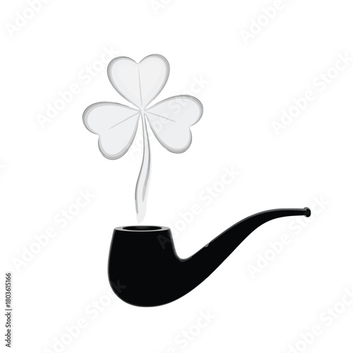 Black pipe with a shamrock isolated on