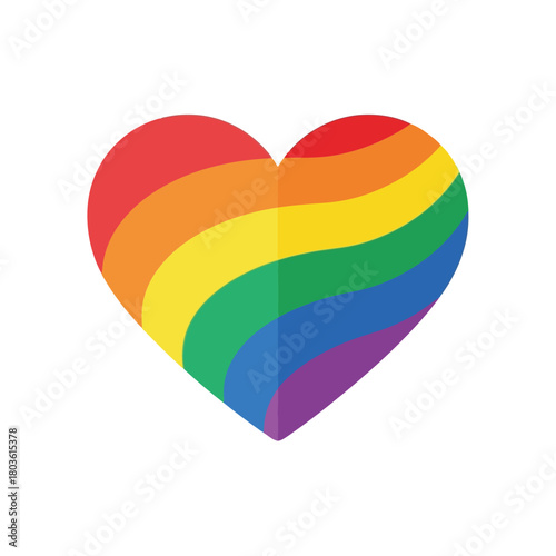 Rainbow heart symbol isolated on
