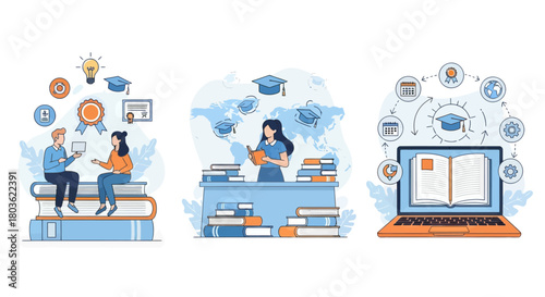 E-learning concept. Online education. E-learning technology .