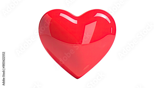 Glossy, red heart with a soft shadow, isolated on black