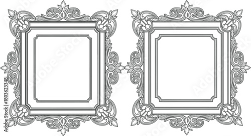 Intricate silver frames with ornate floral designs ideal for artwork displays