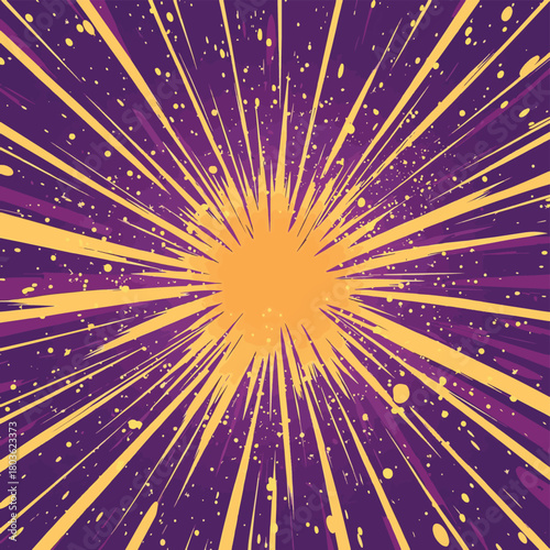 Anime comic burst background with radial speed lines and lightning bolts for dynamic action scenes