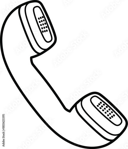 Simple black and white line drawing of an old fashioned telephone handset