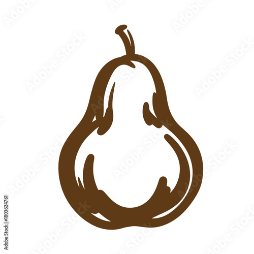 A brown pear fruit sketch vintage art illustration for healthy food and nutrition