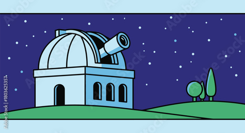 Explore the cosmos with the observatory under the starry night sky