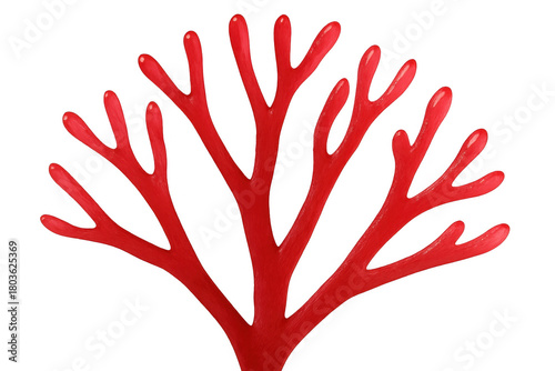 Fototapeta Naklejka Na Ścianę i Meble -  Red coral reef branch illustration depicting underwater marine life and ocean environment with transparent background