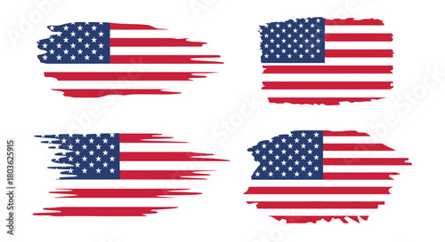 Patriotic American flag with grunge texture for 4th of July designs