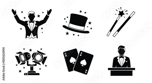 Magic show elements vector illustration for graphic design use