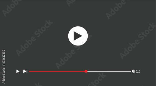 audio or video player progress loading bars with time slider, play and pause, rewind and fast forward buttons. Templates of media player playback panel interface. Vector illustration.
