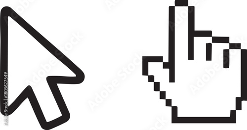 Computer mouse click cursor and hand pointer icons on , covering various design styles, use cases, and applications for digital projects, web design, UX, and interface design.