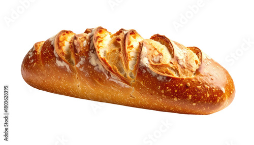 Crusty loaf of sliced, golden-brown, artisan-style bread