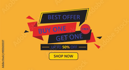 Boost sales with this vibrant buy one get one free promotion design