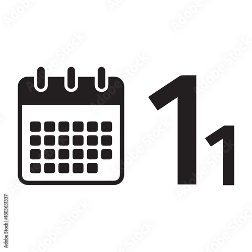 First of the Month Calendar and Number One Icon for Daily Planning and Events.