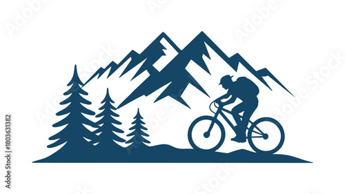Mountain biking adventure emblem