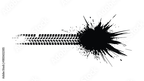 Grunge tire track with splash effect isolated on perfect for automotive, racing, or offroad themed designs and creative projects