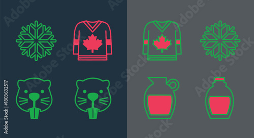 Canada icons vector graphic design maple syrup hockey jersey art