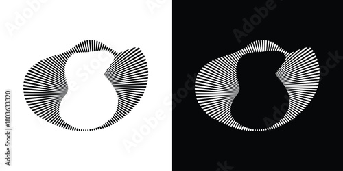 Monochrome abstract soundwave shape design with black and white. Vector illustration with contrasted background