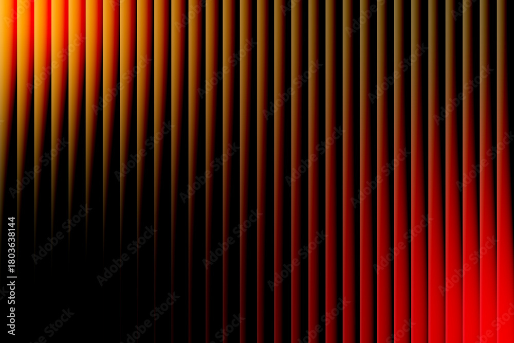 Fototapeta premium Abstract vertical lines of warm orange and deep red light create a vibrant textured background with a dramatic shadowy foreground