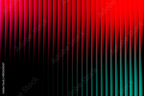 Vibrant vertical lines of red and teal gradient abstract background with dark shadowy base