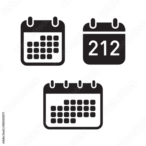 Visual Icons for Monthly Calendar Views, Dates, and Day Counts.