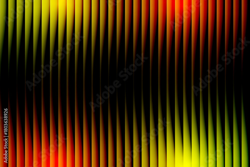 Abstract vertical stripes of vibrant red yellow and green light with a dark center abstract background