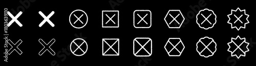 手書き風 バツ・閉じるボタンセット ホワイト