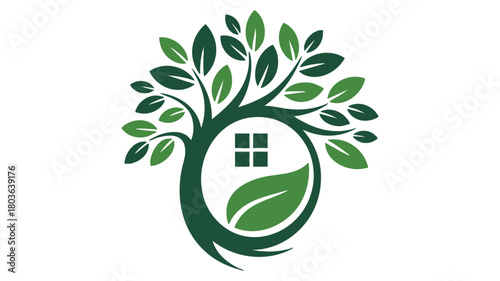 Eco-friendly home tree icon design