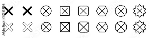 手書き風 バツ・閉じるボタンセット ブラック