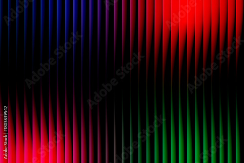 Abstract vertical lines of vibrant red green and blue light create a dynamic glowing and futuristic digital art background with a dark center