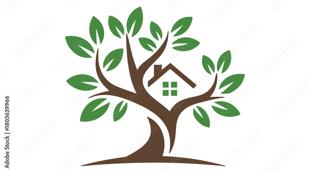 Fototapeta premium Sustainable home in green tree