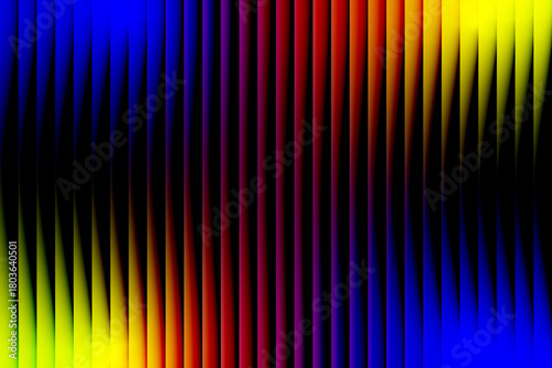 Vibrant abstract vertical stripes of blue yellow and red create a mesmerizing gradient effect with a dark center